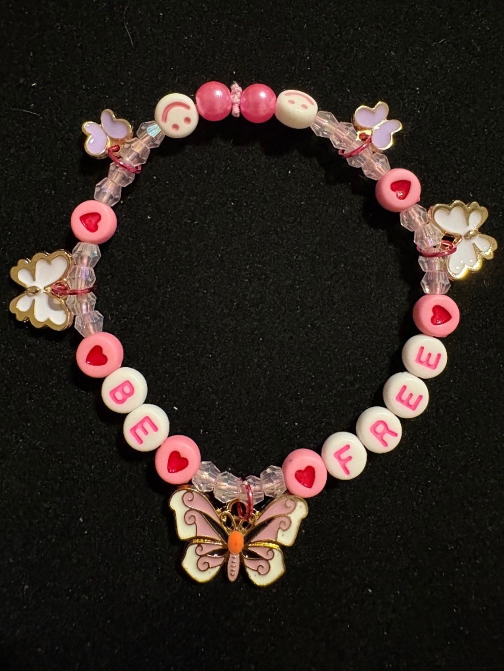 Pink Butterfly BE FREE Bracelet Handmade Jewelry - Parky’s Place